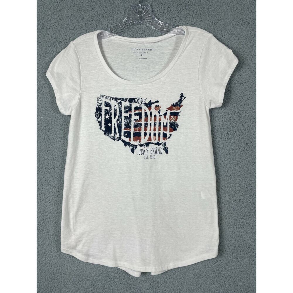 Lucky Brand Freedom Peace Light UP USA Flag T-Shirt Women's S Red White Blue Lot - Picture 5 of 10